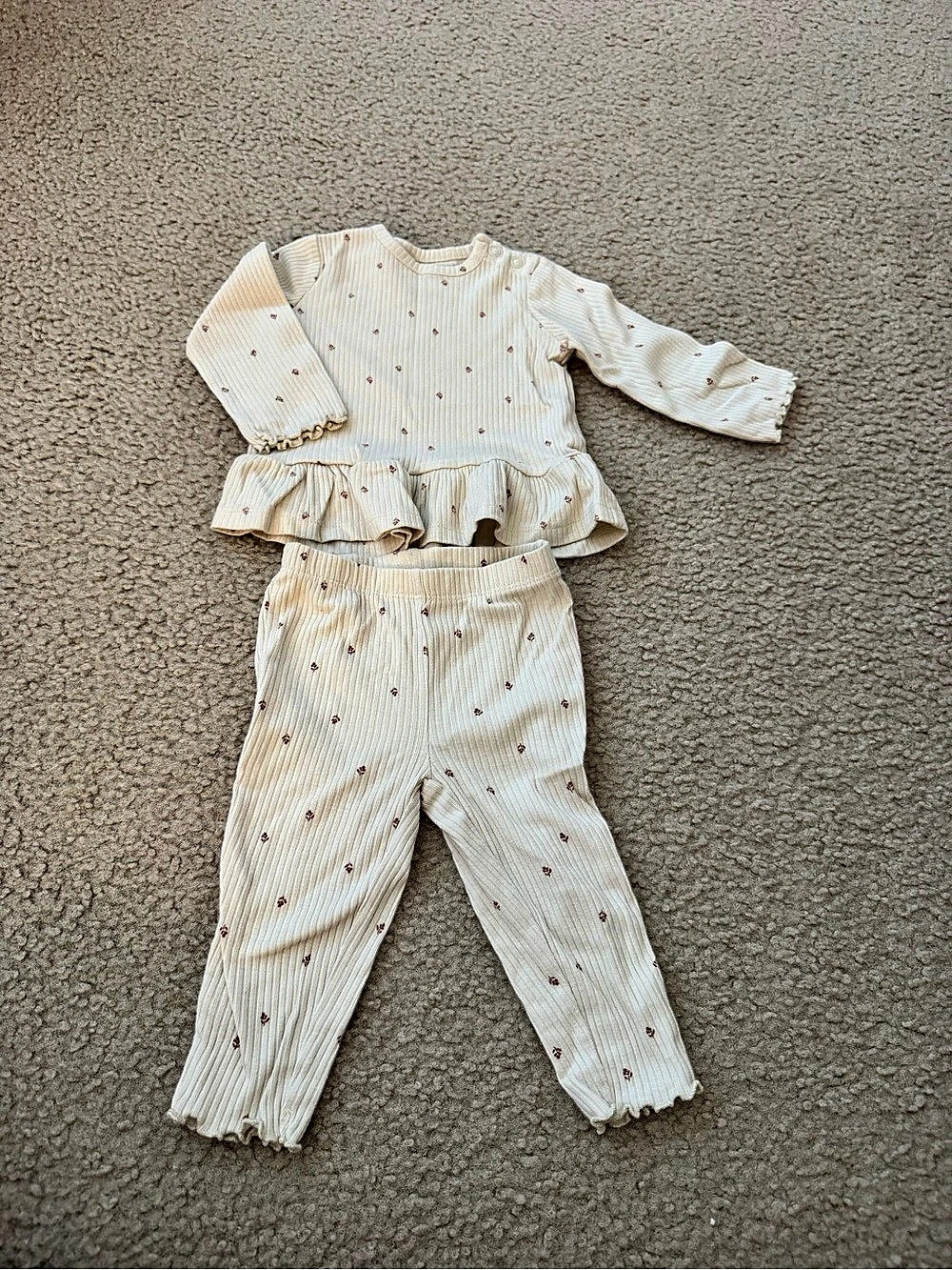 Carter's Floral Ribbed Matching Set Baby 6M